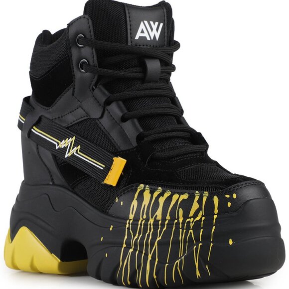 DATE 01 Electric Pulse Black Platform Sneakers - Picture 1 of 3